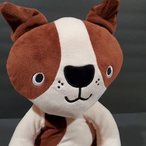 Your Zone Large 16" Soft Plush Crushed Velvet Sitting Dog Cream & Brown